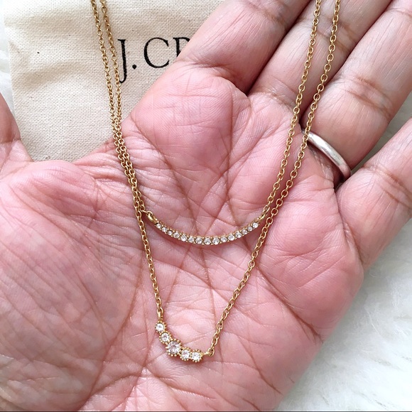 J. Crew Two Layer Crystal Pave Necklace - Picture 2 of 5